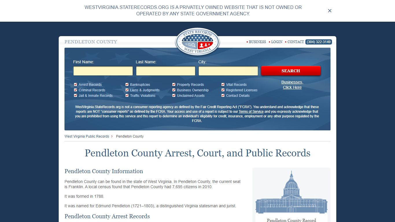 Pendleton County Arrest, Court, and Public Records