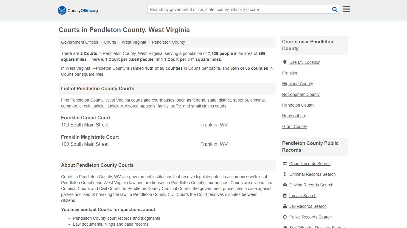 Courts - Pendleton County, WV (Court Records & Calendars)