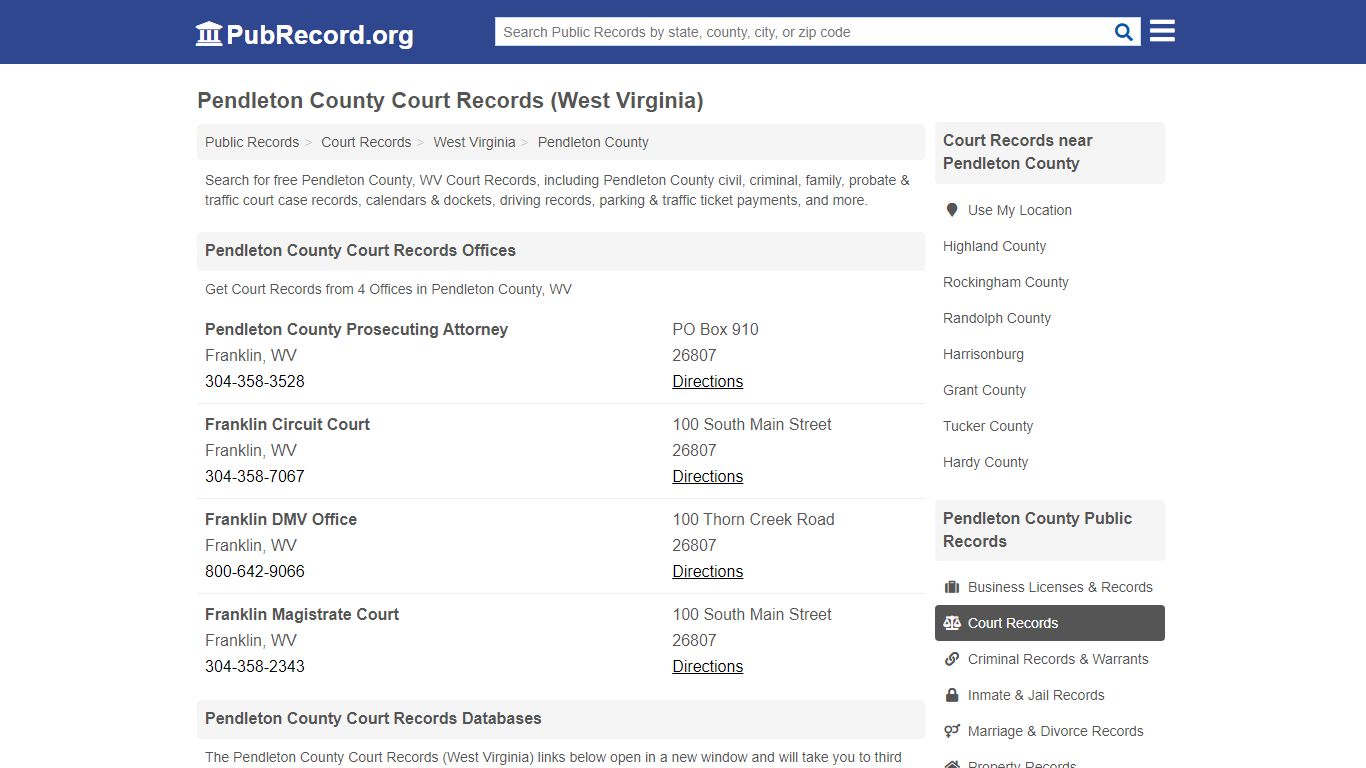 Pendleton County Court Records (West Virginia)