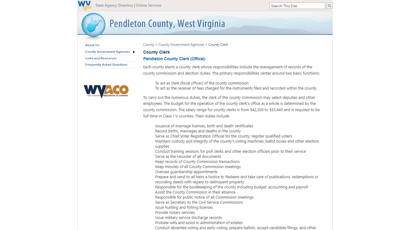 County Clerk - Pendleton County, West Virginia